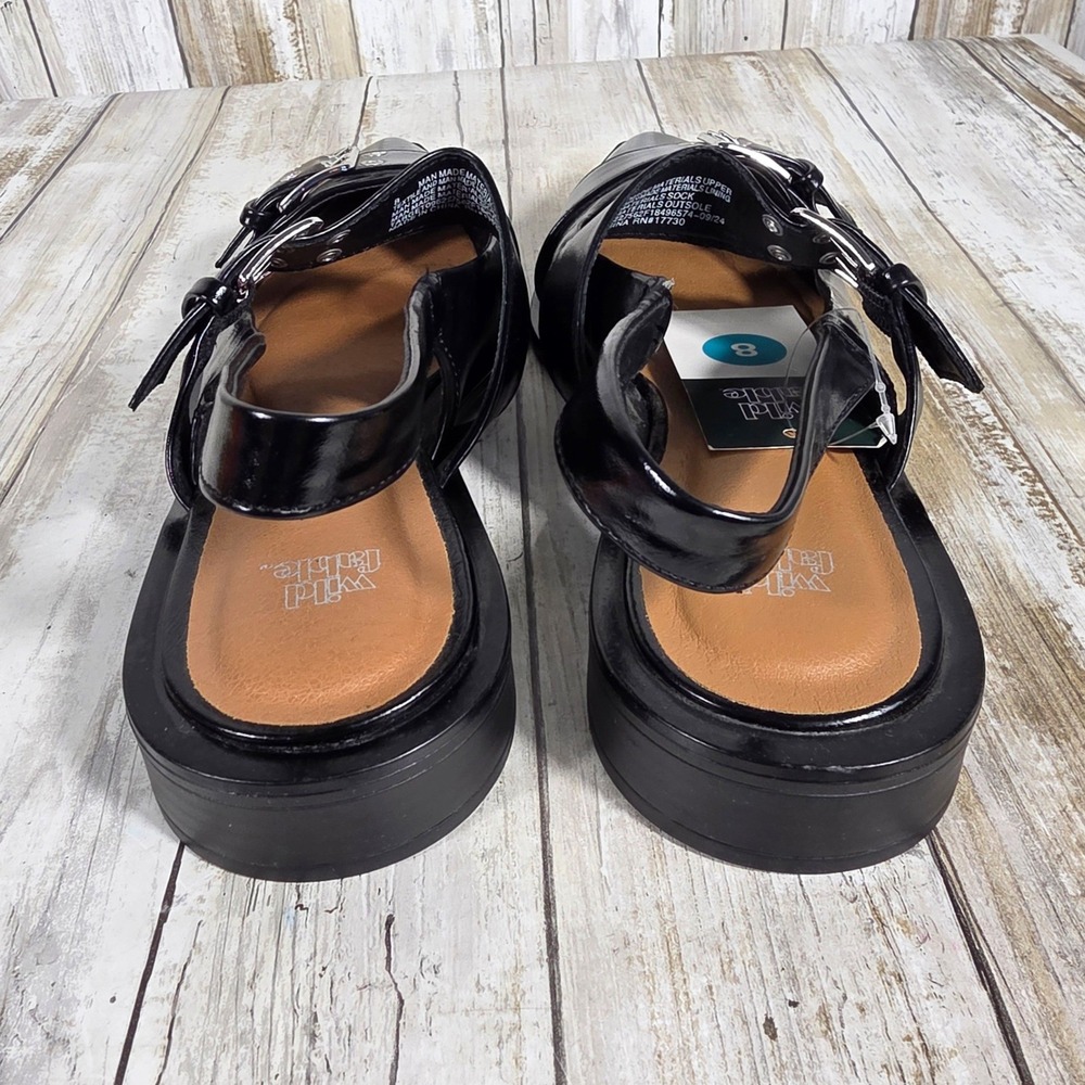 Wild Fable Black Pointed Toe Buckle Slingback Flat Grommet Punk Shoes Size 8 NWT - Picture 4 of 10
